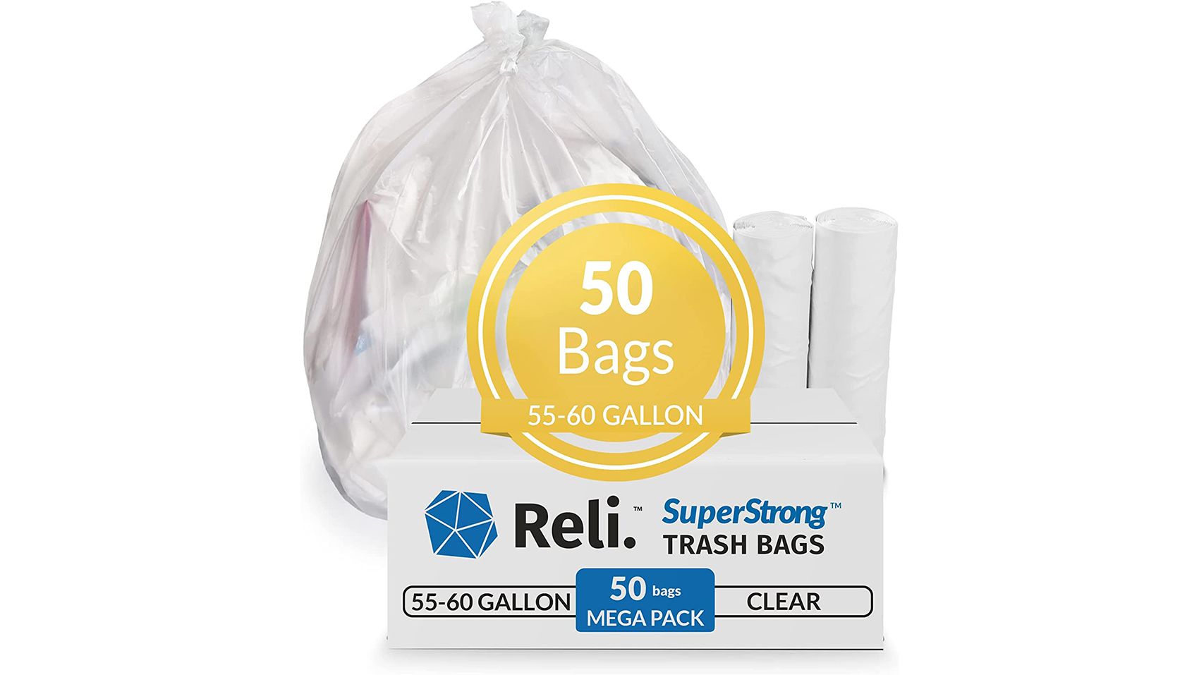 55 Gallon Trash Bags, Heavy Duty Outdoor Garbage Bags (50 Count) for  Commercial