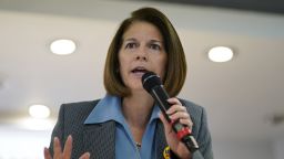 Sen. Catherine Cortez Masto, D-Nev., speaks during event at the Culinary union, Saturday, Oct. 8, 2022, in Las Vegas.
