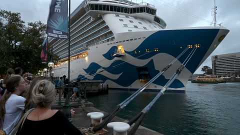 The Majestic Princess cruise ship is seen docked at the International Terminal on Circular Quay in Sydney on November 12, 2022. - The Majestic Princess docked in Sydney with more than 800 Covid-19 positive passengers onboard, reports said. (Photo by Muhammad FAROOQ / AFP) (Photo by MUHAMMAD FAROOQ/AFP via Getty Images)