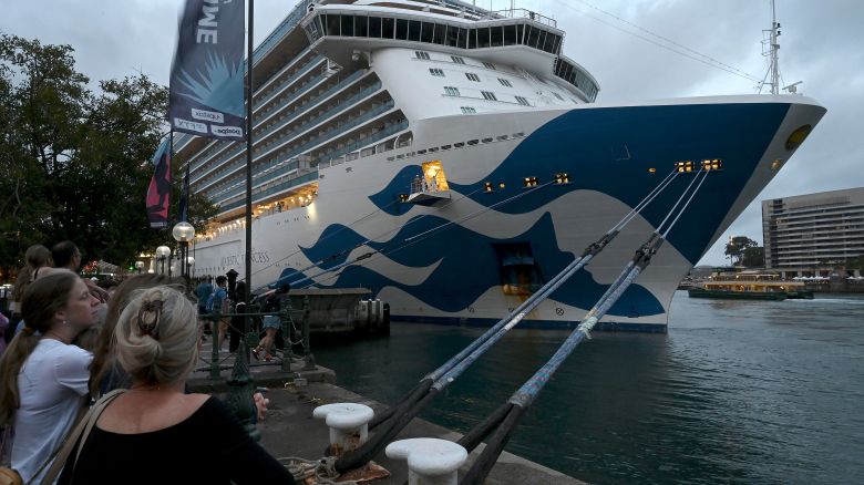 The Majestic Princess cruise ship is seen docked at the International Terminal on Circular Quay in Sydney on November 12, 2022. - The Majestic Princess docked in Sydney with more than 800 Covid-19 positive passengers onboard, reports said. (Photo by Muhammad FAROOQ / AFP) (Photo by MUHAMMAD FAROOQ/AFP via Getty Images)