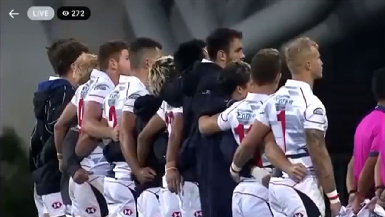An unofficial protest song played as the Hong Kong team lined up for the men's final of the Asia Rugby Sevens Series in Incheon, South Korea on Sunday.