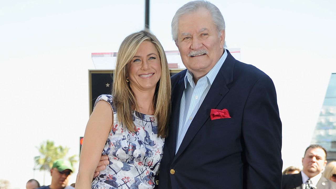 Jennifer Aniston with her father John Aniston in 2012.