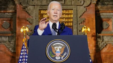 US President Joe Biden holds a news conference following his meeting with Chinese president Xi Jinping, ahead of the G20 leaders' summit, in Bali, Indonesia, November 14, 2022.  