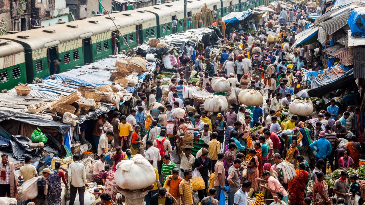 A market in Kolkata, India. The UN projects India will surpass China to become the world's most populous nation in 2023.