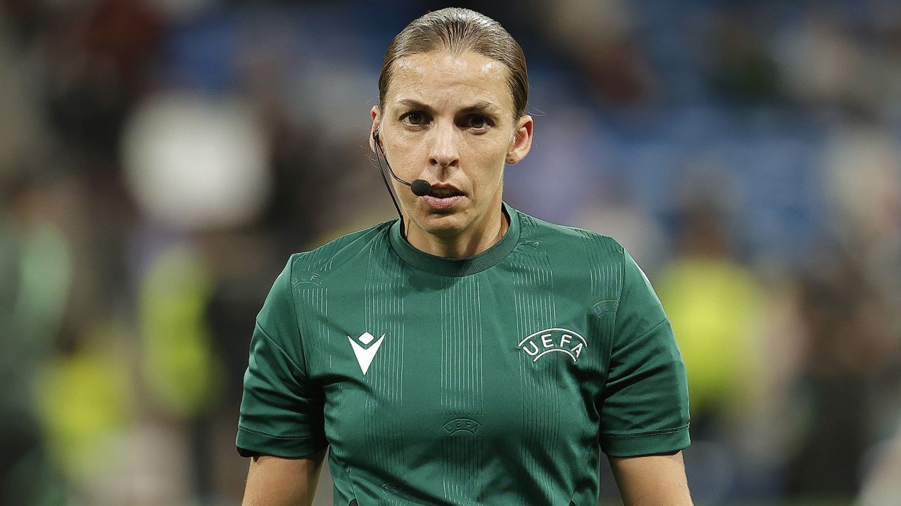 Stéphanie Frappart officiates a Champions League group match between Real Madrid and Celtic FC in November.