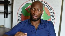 Ivory Coast's football star Didier Drogba gives an interview at the Didier Drogba's Foundation headquarters on January 16, 2018 in Abidjan. / AFP PHOTO / ISSOUF SANOGO (Photo credit should read ISSOUF SANOGO/AFP via Getty Images)