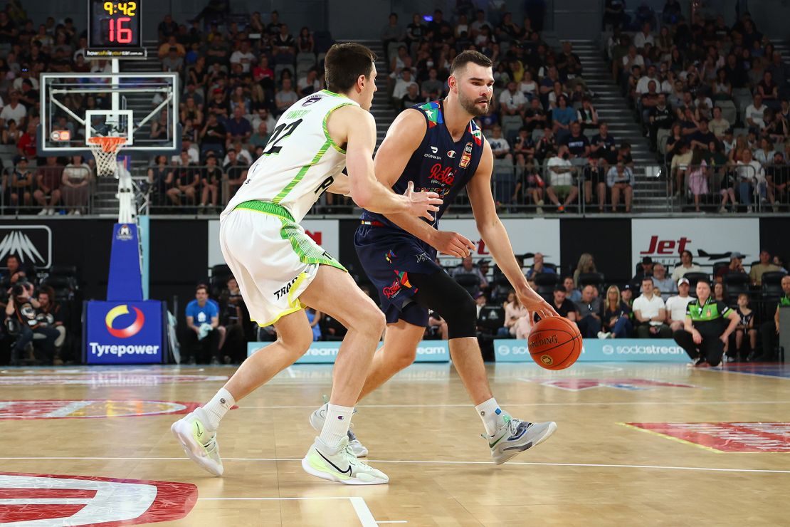 Isaac Humphries in action during a match between Melbourne United and South East Melbourne Phoenix earlier this month