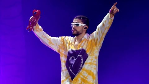 Bad Bunny, seen here onstage during his World's Hottest Tour in September in California, has made Grammys history with his album of the year nomination.