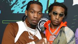 Takeoff‎, ‎Quavo‎ and ‎Offset with Migos arrives during the Bud Light Super Bowl Music Fest EA SPORTS BOWL at State Farm Arena on Thursday, Jan. 31, 2019, in Atlanta. (Photo by Robb Cohen/Invision/AP)