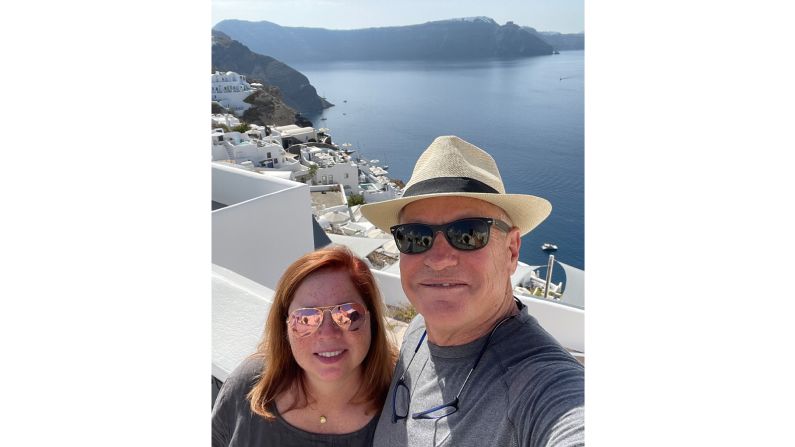 <strong>Making up for lost time:</strong> Today, Grace and John say they're "making up for lost time." Here they are together in Santorini, Greece.