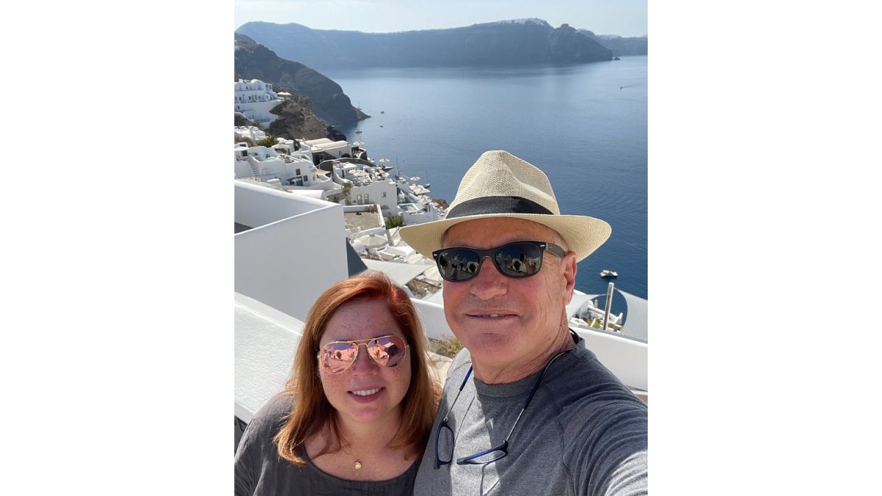 <strong>Making up for lost time:</strong> Today, Grace and John say they're "making up for lost time." Here they are together in Santorini, Greece.