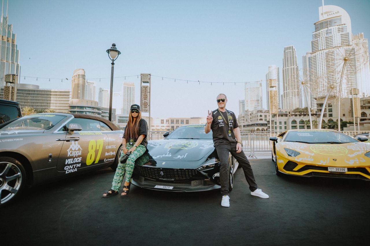 The event was first held in 1999, when founder Maximillion Cooper (right) invited his wealthy friends to join him on a road trip across Europe. Cooper's wife (left) is Grammy award-winning rapper Eve, who waved the starting flag in Dubai.