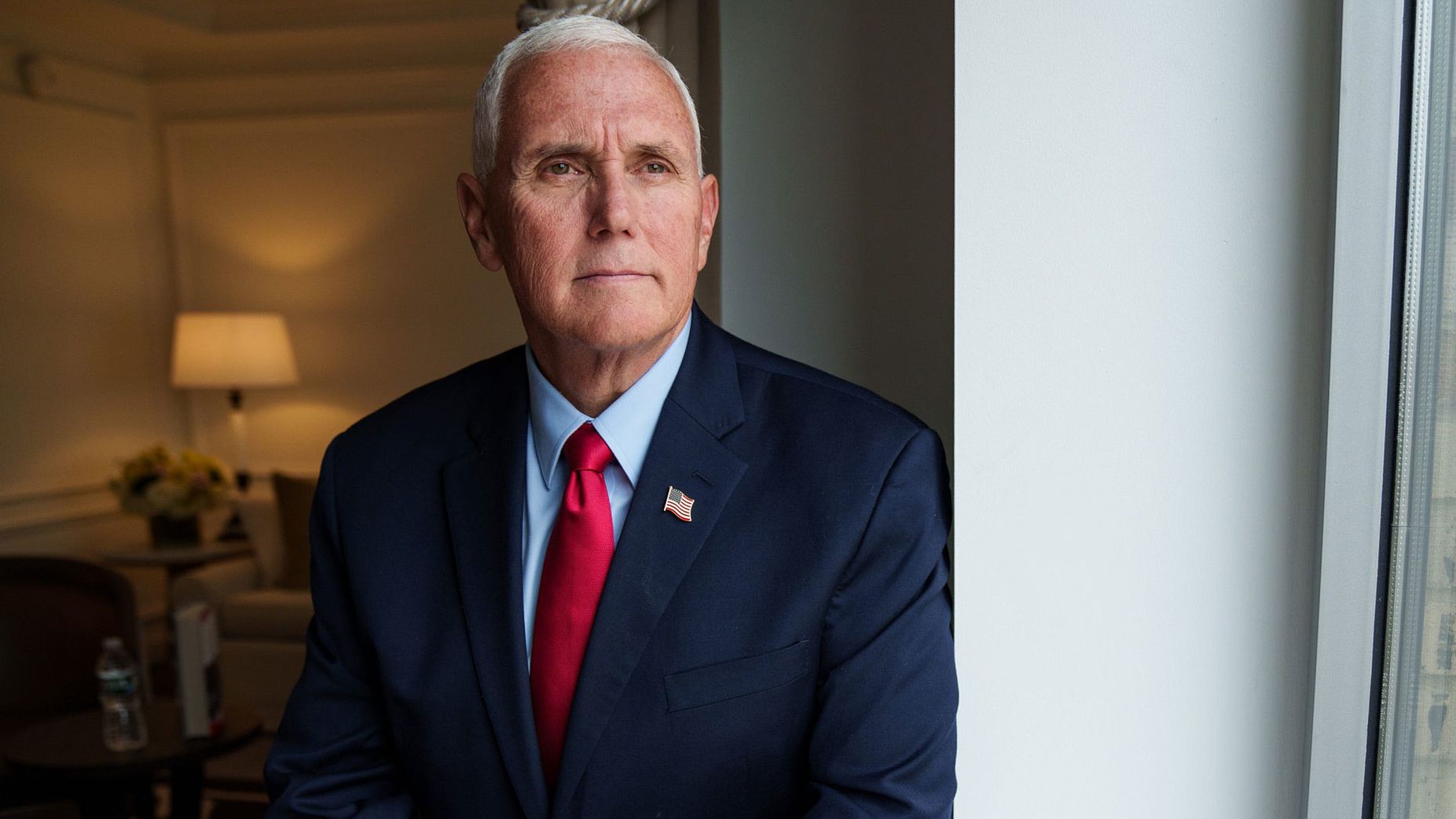 Former Vice President Mike Pence poses for a portrait during an interview. 