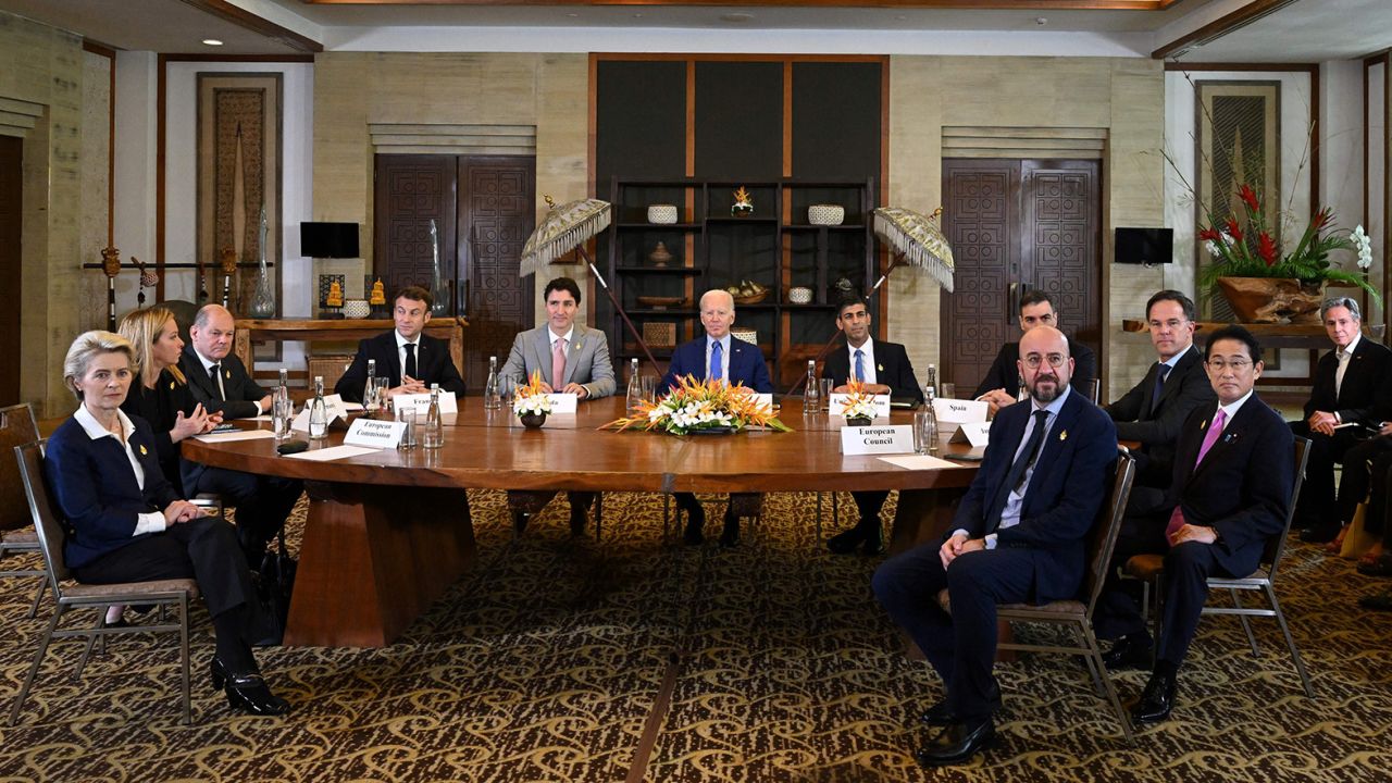 International leaders gather to hold an emergency meeting to discuss a missile strike on Polish territory near the border with Ukraine, on the side line of the G20 leaders' summit in Nusa Dua, on the Indonesian resort island of Bali on November 16, 2022.