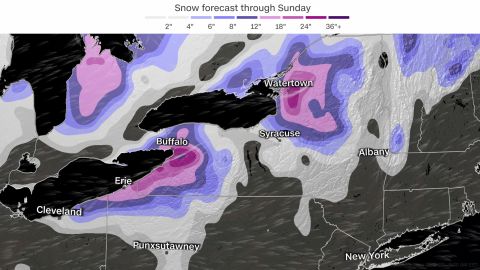 Total snowfall with lake effect could be measured in feet in parts of western New York.