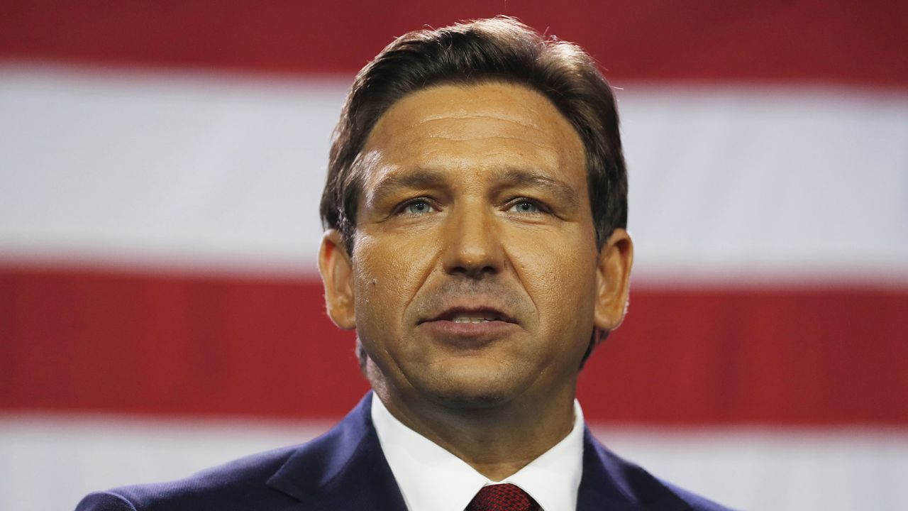 Florida Gov. Ron DeSantis gives his victory speech at his election night watch party in Tampa on November 8, 2022.