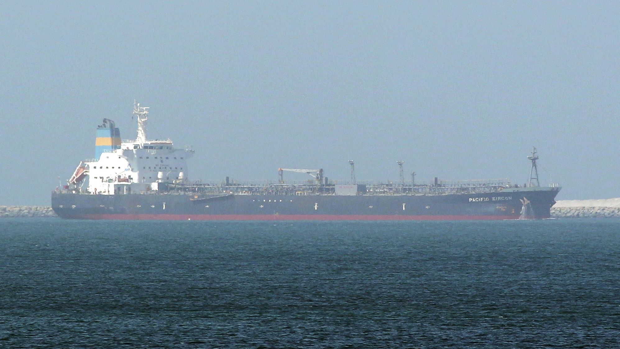 The Liberian-flagged oil tanker Pacific Zircon is pictured in Jebel Ali port, in Dubai, United Arab Emirates, on August 16, 2015. 