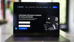 The BlockFi website on a laptop computer arranged in Little Falls, New Jersey, U.S., on Saturday, May 22, 2021. 