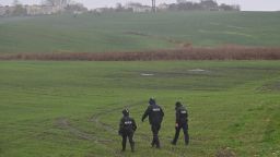 PRZEWODOW, POLAND - NOVEMBER 16: Members of the Police searching the fields near the village of Przewodow in the Lublin Voivodeship, seen on November 16, 2022 in Przewodow, Poland. Two people were killed around 4pm on Tuesday afternoon in an explosion at a farm near the Polish village of Przewodow in south-eastern Poland. About six kilometers inside the country's border with Ukraine. (Photo by Artur Widak/Anadolu Agency via Getty Images)