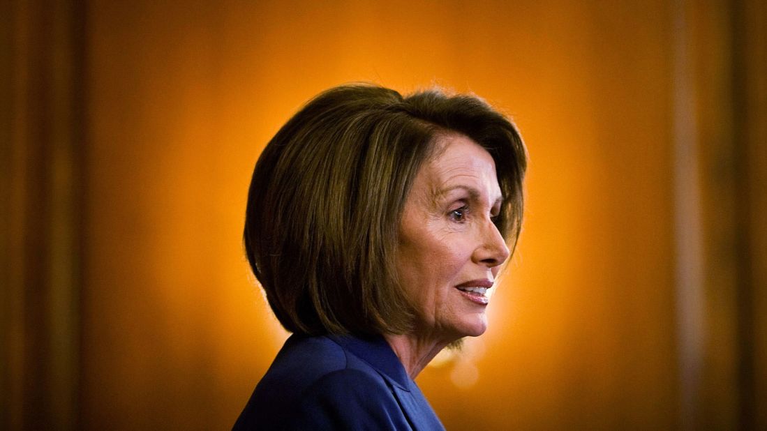 Nancy Pelosi speaks during a news conference on Capitol Hill in 2008.