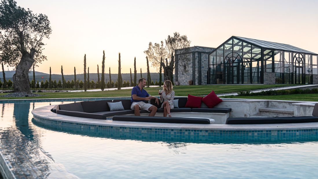 <strong>Perdix:</strong> This family-run organic vineyard in Turkey's Urla region offers wine tastings by the pool, overlooking the modern glass-and-stone architecture of its facilities.