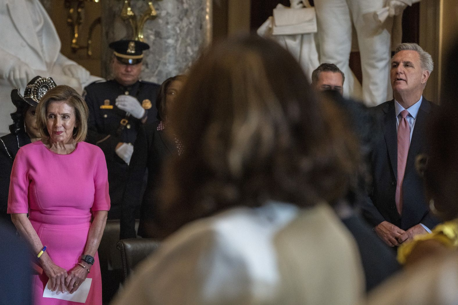 Pelosi and House GOP leader <a href="https://www.cnn.com/2022/11/15/politics/gallery/kevin-mccarthy" target="_blank">Kevin McCarthy</a> attend an event on Capitol Hill in July 2022.