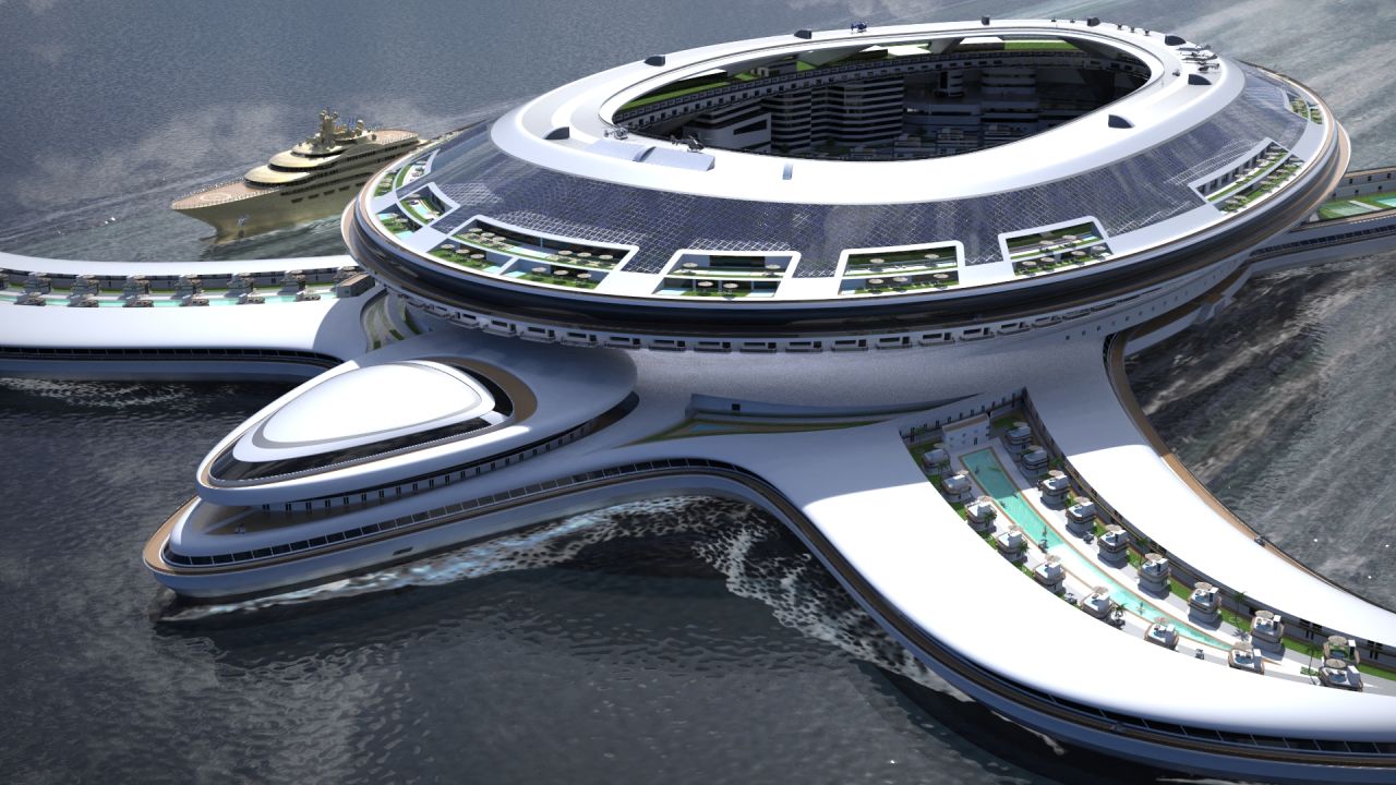 The giant turtle looks rather like a Bond villain's lair.