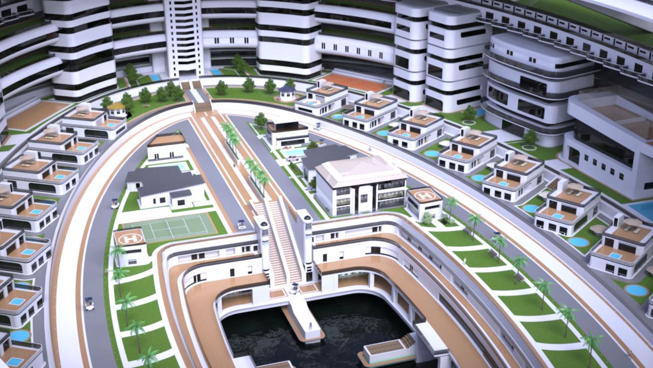 There will be space for malls, apartment blocks and parks on the yacht.