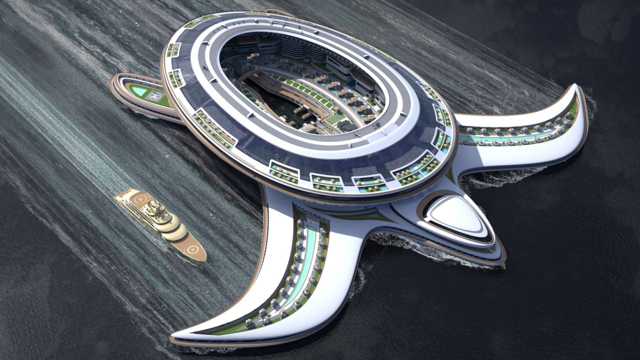 The yacht will be in the shape of a giant turtle.