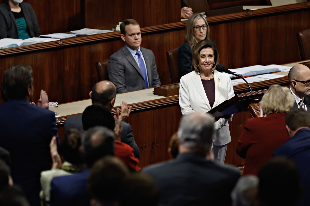 Lawmakers applaud as Pelosi announces on Thursday, November 17, that she will not run for a leadership post, which signals the end of her historic run as House Speaker.