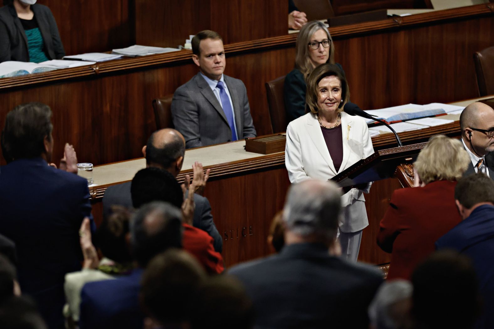 Lawmakers applaud Pelosi in November 2022 when she announced that she would not run for a leadership post in 2023.