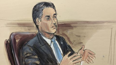 In this sketch, former Tesla CEO Antonio Gracias testifies in court.