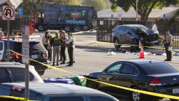 Whittier, CA - November 16: Ten Los Angeles County sheriffs cadets were injured Wednesday morning when a driver plowed into them during a morning run in Whittier. The crash occurred near the sheriffs training academy, near in Mills Avenue and Trumball Street on Wednesday, Nov. 16, 2022 in Whittier, CA. (Irfan Khan / Los Angeles Times via Getty Images)