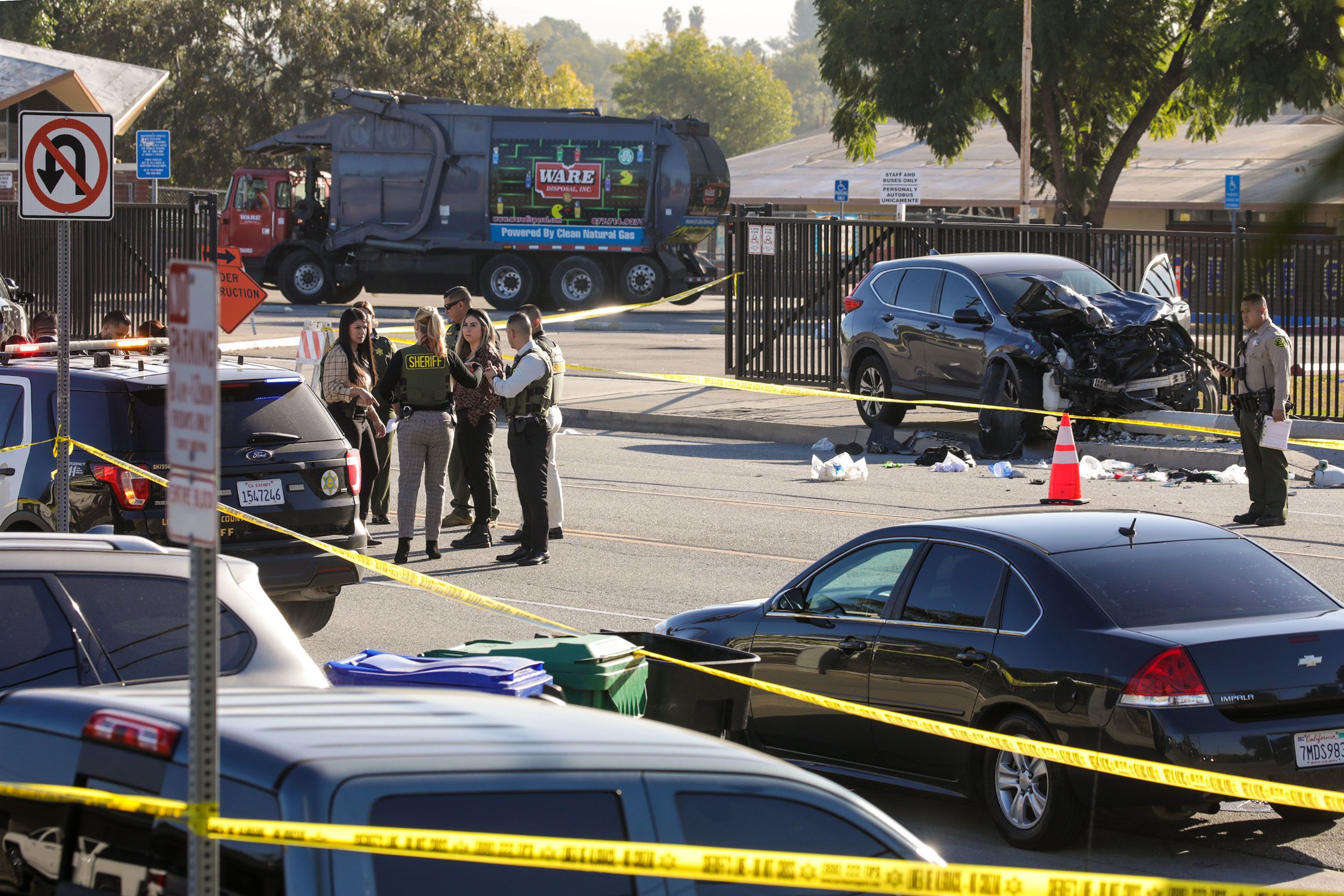 Car crashes into Los Angeles sheriff's department recruits on