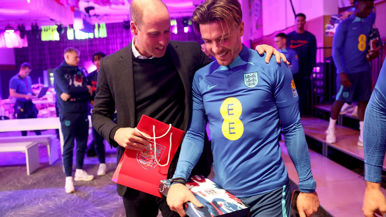 Prince William presented England winger Jack Grealish with the iconic number 7 shirt.
