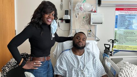 University of Virginia shooting victim Mike Hollins and his mother, Brenda Hollins, in the hospital.