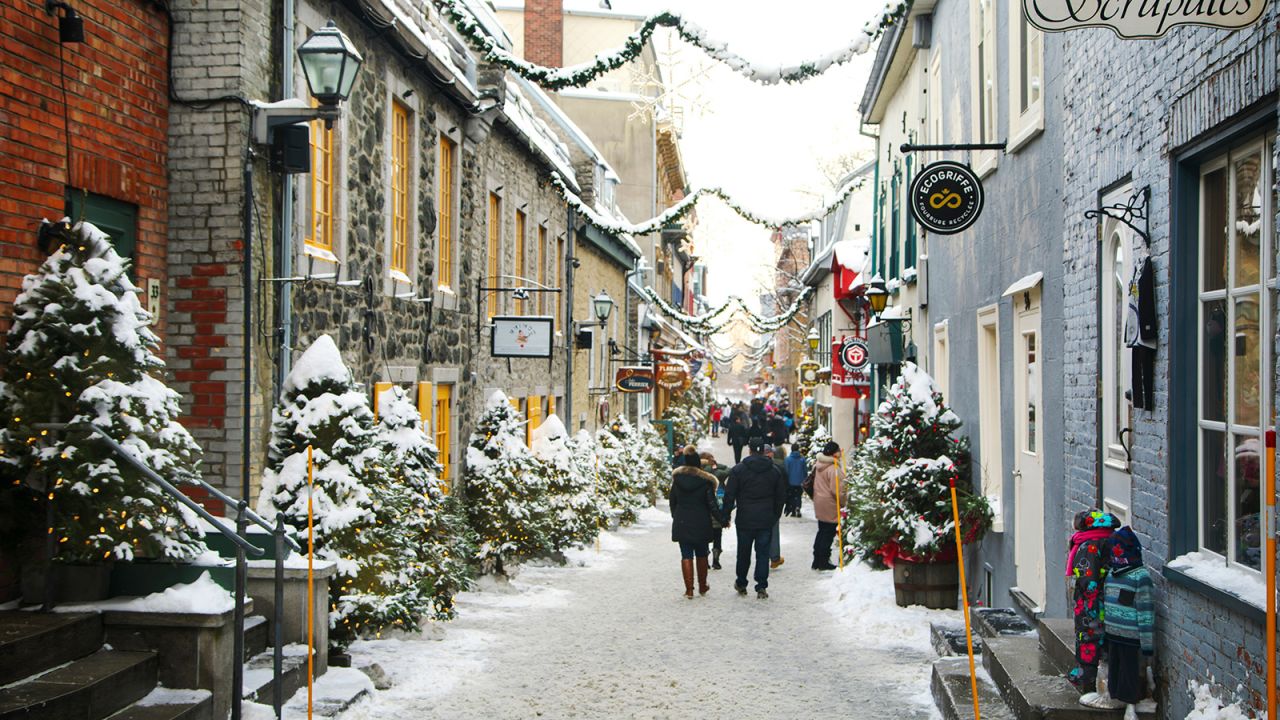 <strong>Quebec City, Canada:</strong> Rue du Petit-Champlain in the historic core of the city makes a nice setting for a wintry Christmastime stroll.