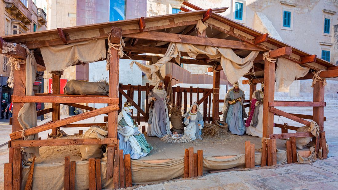 <strong>Valletta, Malta:</strong> The Mediterranean island goes all out for the holiday. This Christmas nativity scene was set up in the streets of Valletta, the capital.