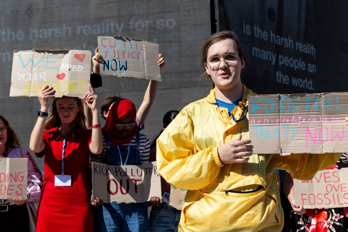 Ilyess El Kortbi during a protest at the COP27 climate summit.