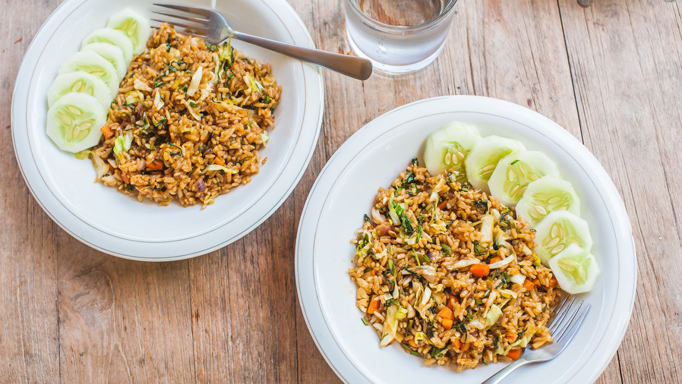 <strong>Nasi goreng:</strong> If there's one staple that represents Indonesia's multi-faceted culture, it's nasi goreng -- literally translated as fried rice. There are many recipes with various ingredients and sides, but the use of terasi (shrimp paste) and kecap manis (a sweet and thick Indonesian soy sauce) unites most -- if not all -- versions.