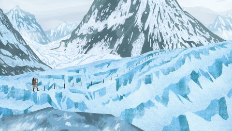 An illustration of a glacial landscape, as featured in 