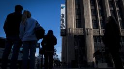 Pedestrians pass in front of Twitter Inc. headquarters in San Francisco, California, U.S., on Thursday, Feb. 8, 2018. 