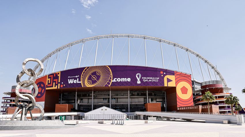 DOHA, QATAR - SEPTEMBER 29: A view of Khalifa International Stadium, one of the eight stadiums, hosting the upcoming FIFA World Cup Qatar 2022, and has 3-2-1 Qatar Olympic and Sport Museum where souvenirs signed by the legendary names of world football, including Pele, Maradona, and Lionel Messi, in Doha, Qatar on September 29, 2022. (Photo by Mohammed Dabbous/Anadolu Agency via Getty Images)