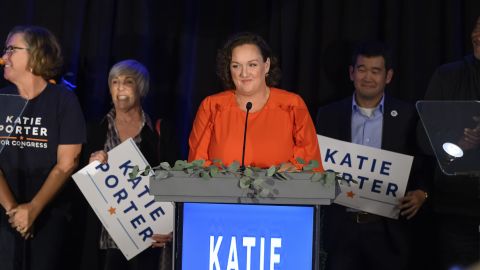 California Rep. Katie Porter attends an election night watch party in Costa Mesa on  November 8, 2022. 