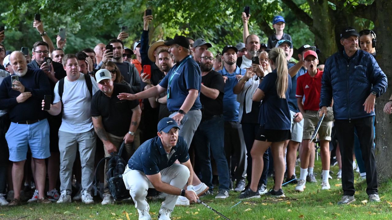 Rory McIlroy in out of bounds trouble at the BMW PGA Championship in September.