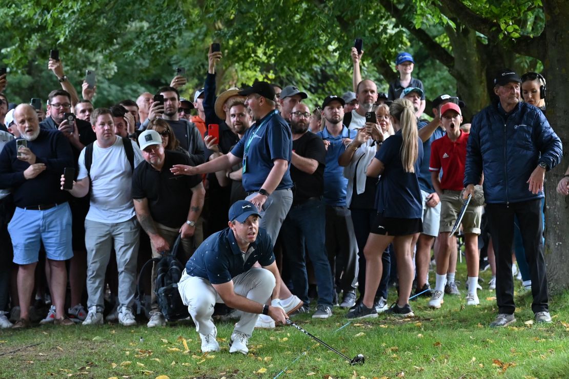 Rory McIlroy in out of bounds trouble at the BMW PGA Championship in September.