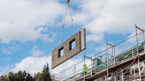 Ecoworks uses prefabricated timber panels to make old homes more energy efficient. 