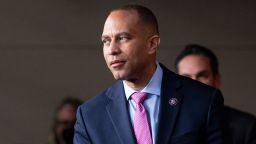 UNITED STATES - NOVEMBER 15: Democratic Caucus Chair Hakeem Jeffries, D-N.Y., arrives to hold a news conference in the U.S. Capitol in Washington on Tuesday, November 15, 2022. (Bill Clark/CQ Roll Call via AP Images)