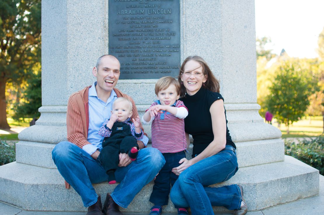Dan and Sarah Langenkamp, with their two sons, Axel, now 8, and Oliver, now 10, in a 2014 picture.