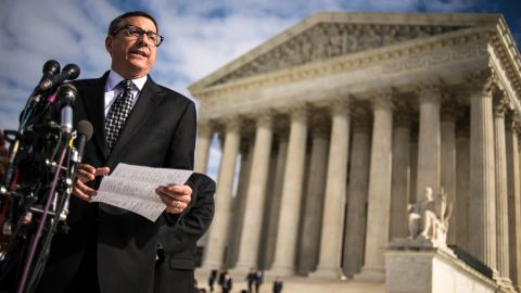 Rev. Rob Schenck speaks to reporters outside the Supreme Court in Washington, DC, on November 6, 2013.